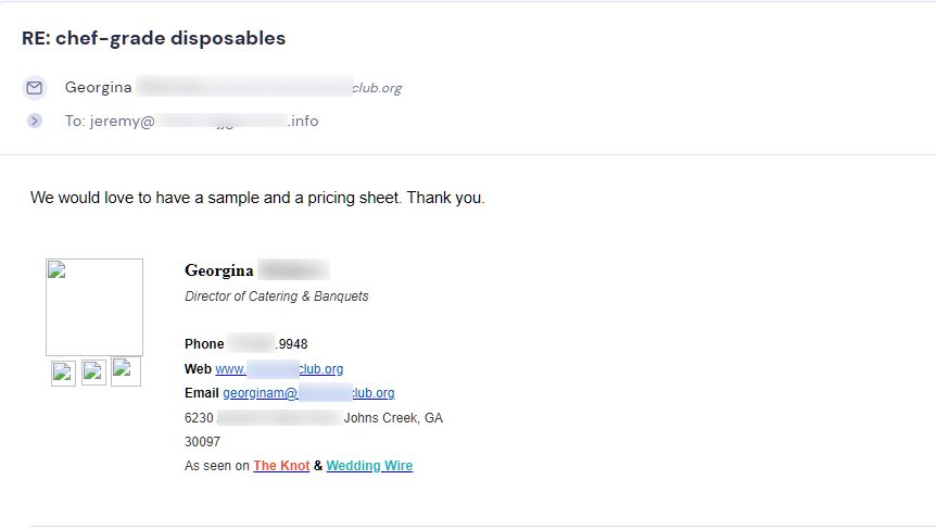 Retailer reply from CMJJ Gourmet